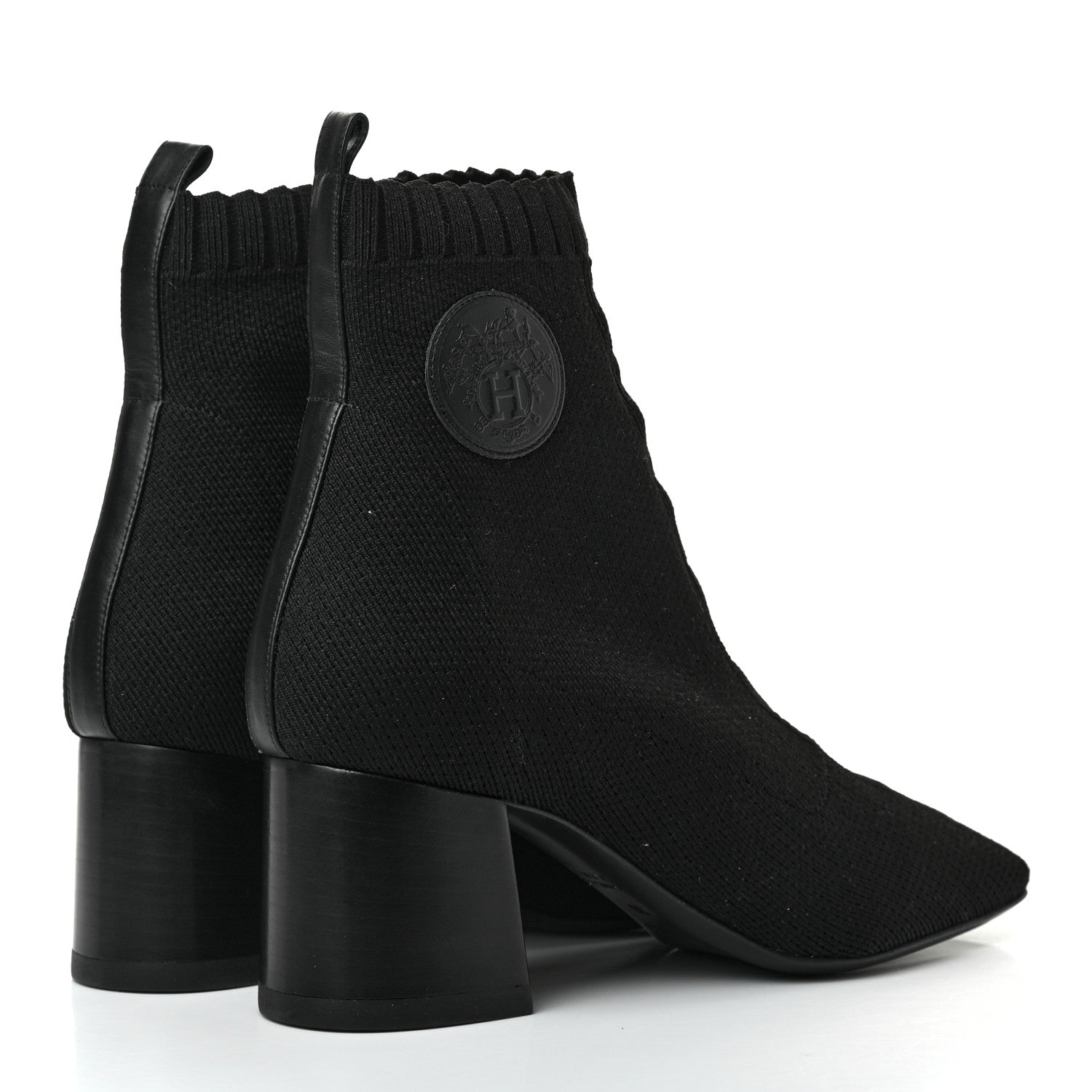 Hermes Knit Calfskin Volver Ankle Boots 38 Black 4 of 7
