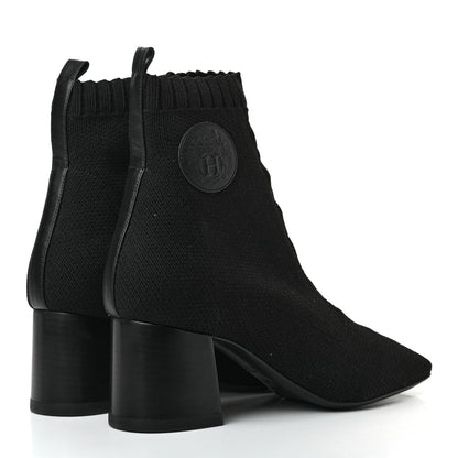 Hermes Knit Calfskin Volver Ankle Boots 38 Black 4 of 7