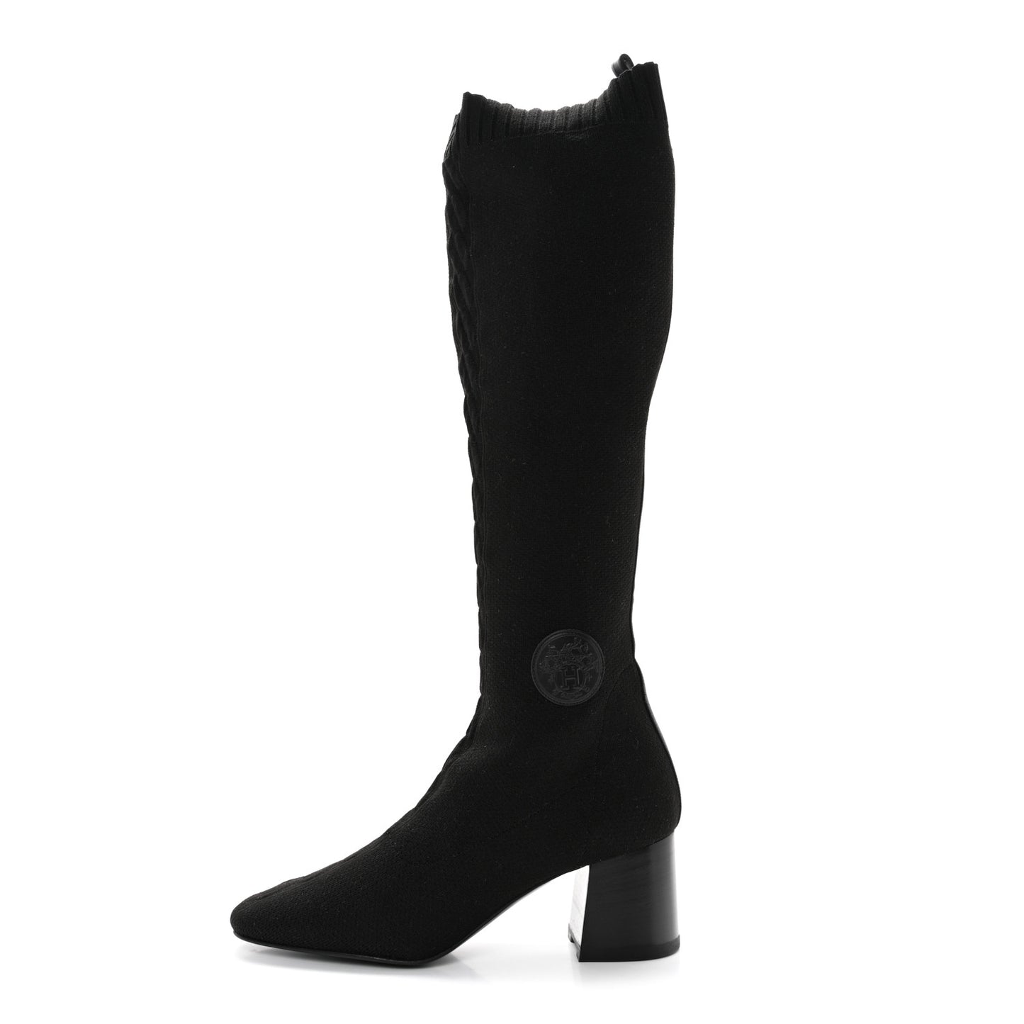 Knit Calfskin Fontaine 60 Boots 39.5 Black