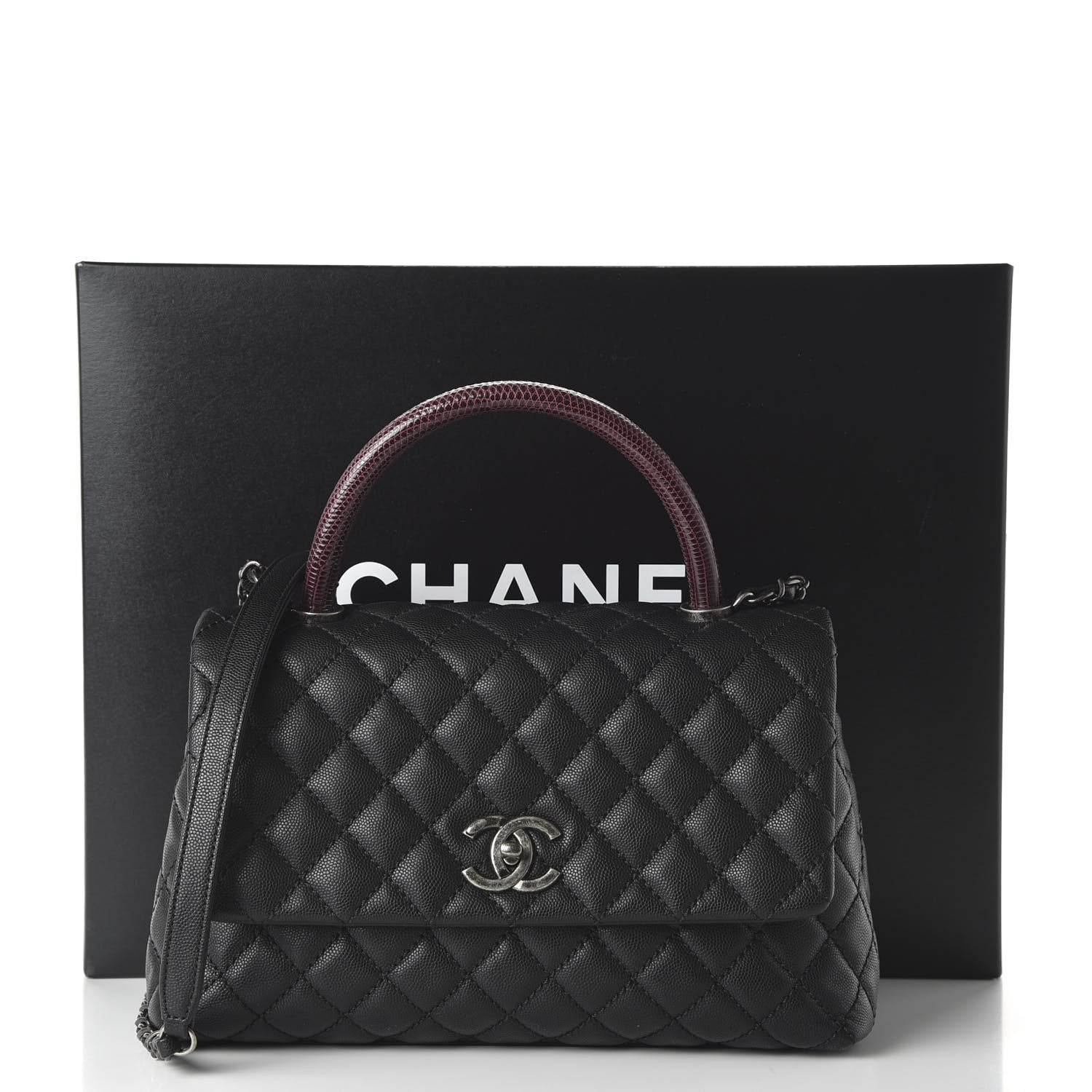 Chanel Caviar Lizard Quilted Small Coco Handle Flap Black 11 of 11