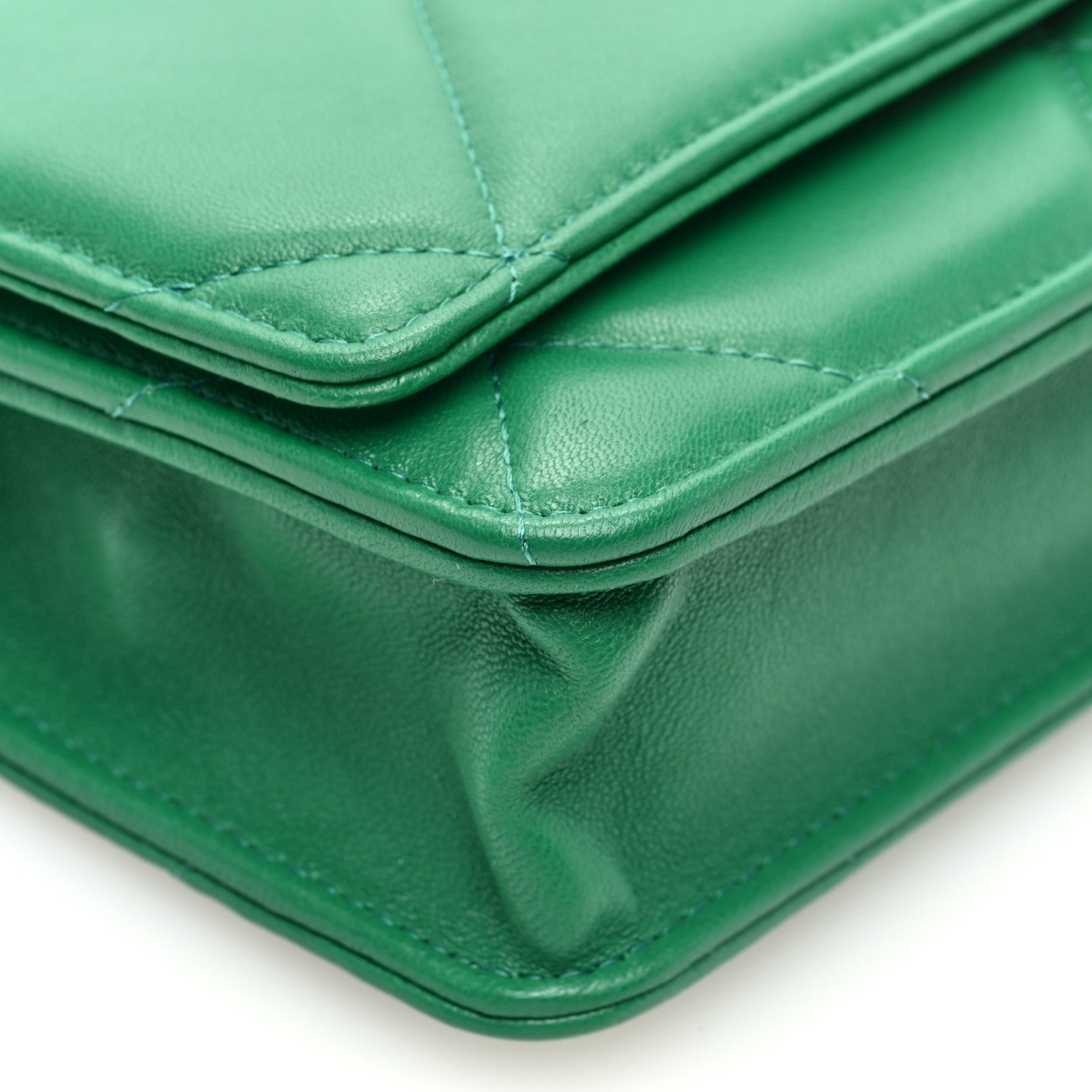 Chanel Lambskin Quilted Chanel 19 Wallet On Chain WOC Green 9 of 10