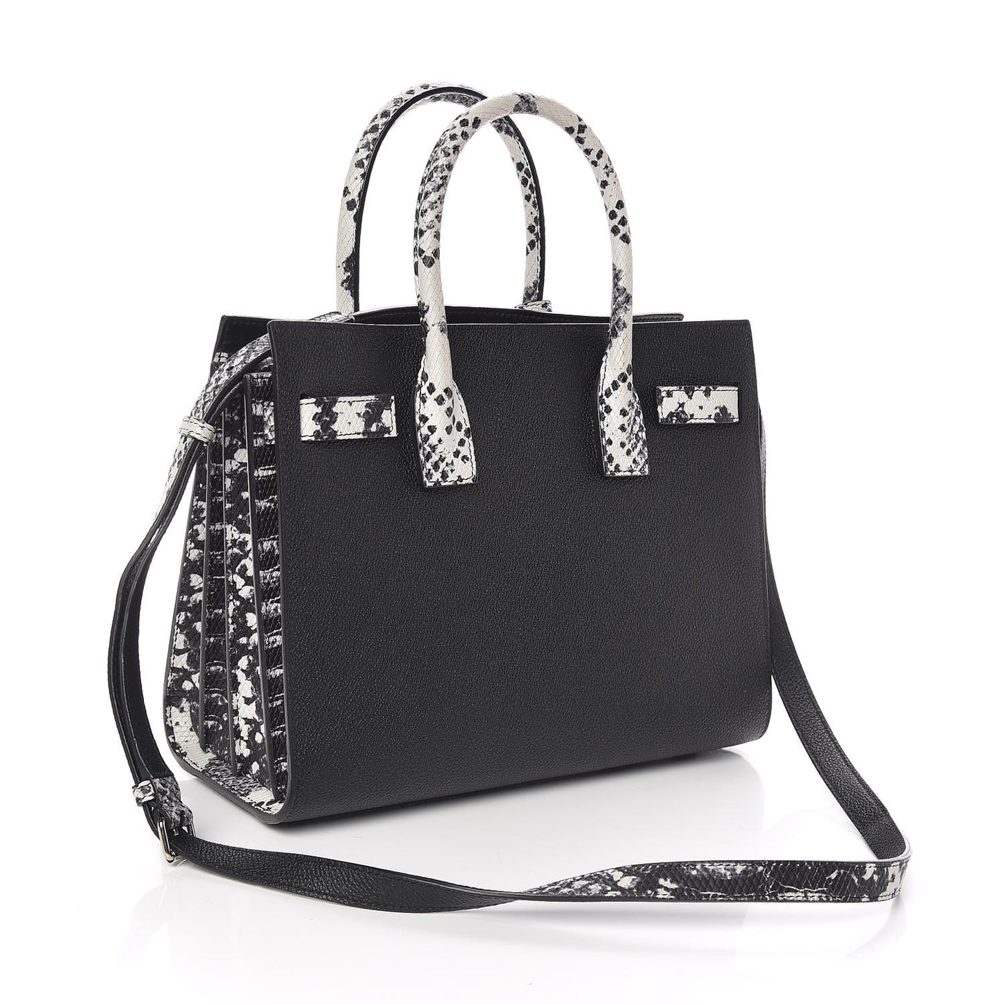 Grained Calfskin Embossed Python Baby Sac De Jour Black