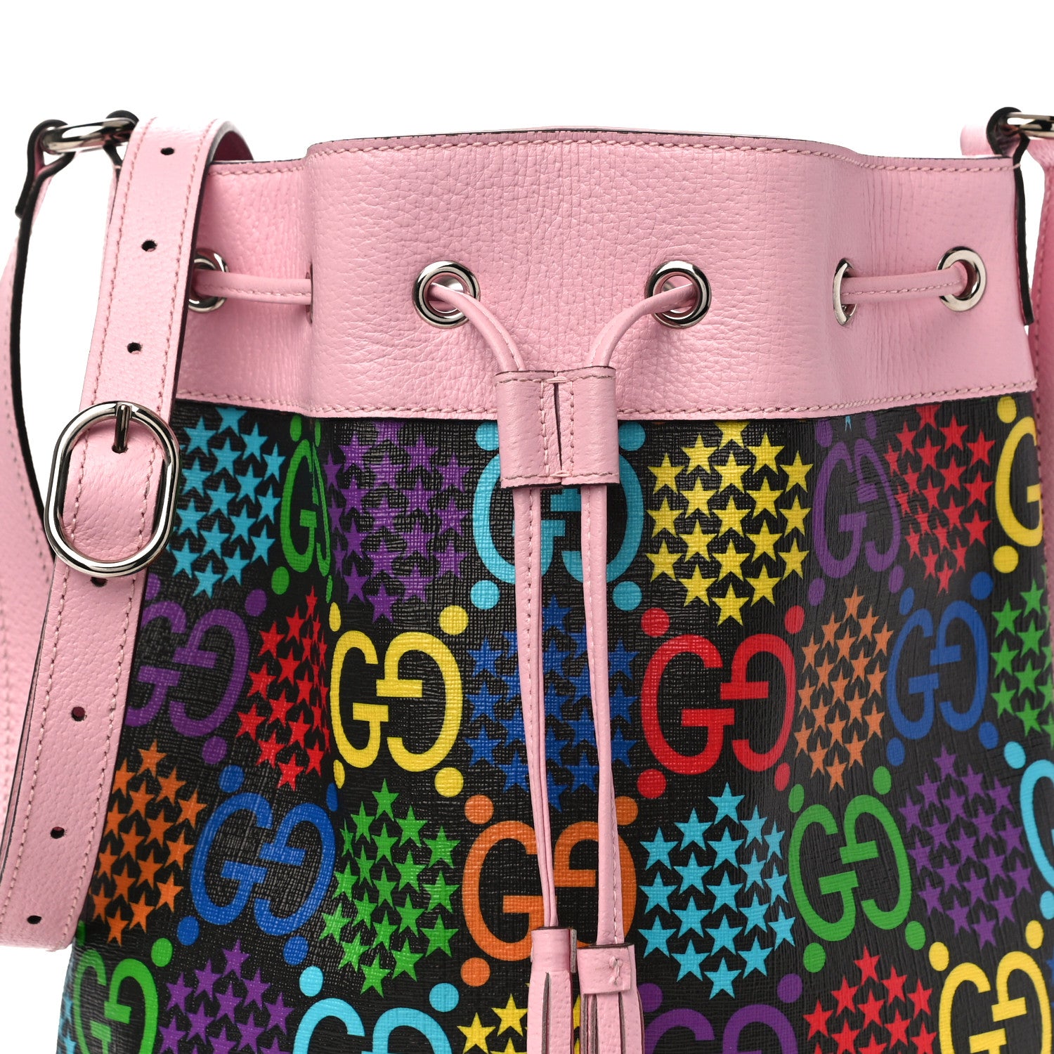 Gucci GG Supreme Monogram Psychedelic Bucket Bag Black Multicolor Sugar Pink 9 of 11