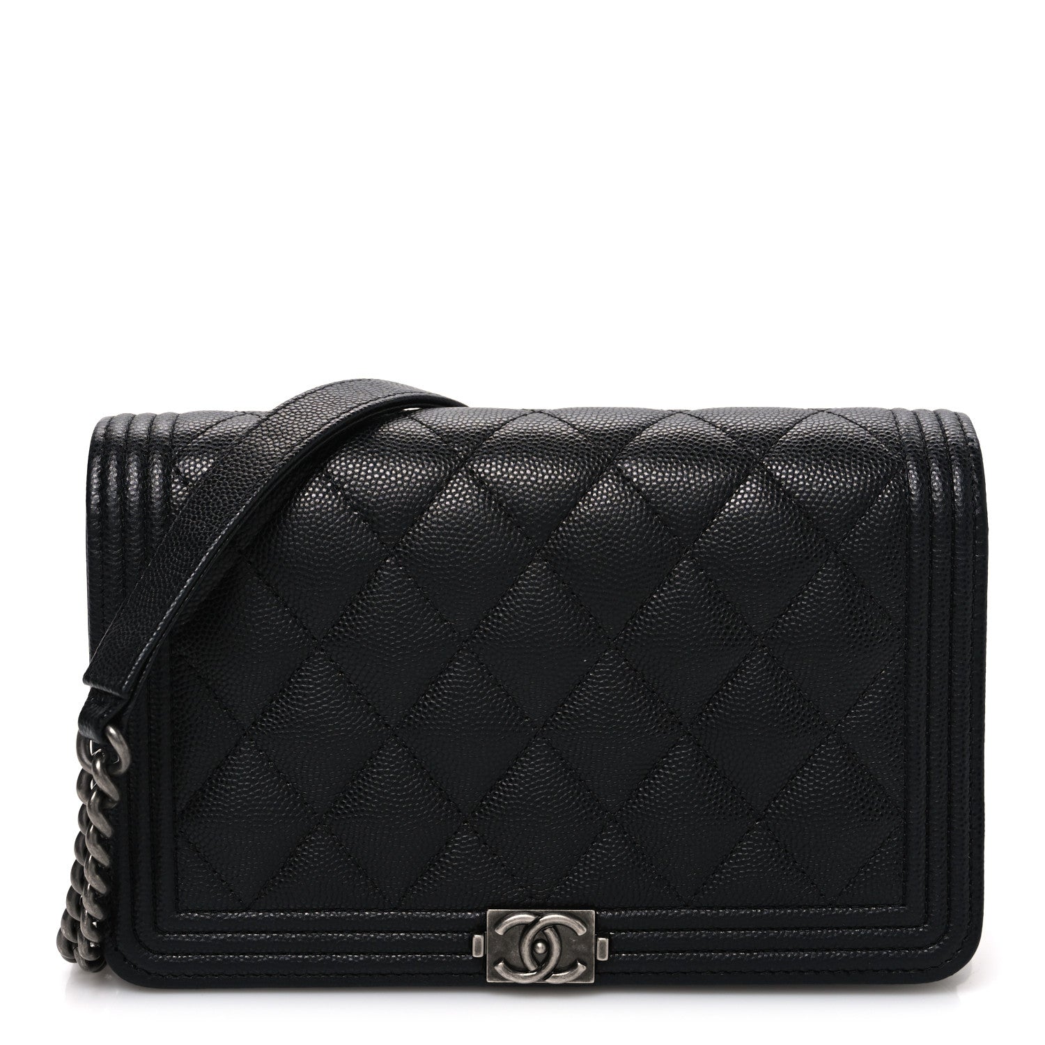 Chanel Caviar Quilted Boy Wallet On Chain WOC Black 1 of 11