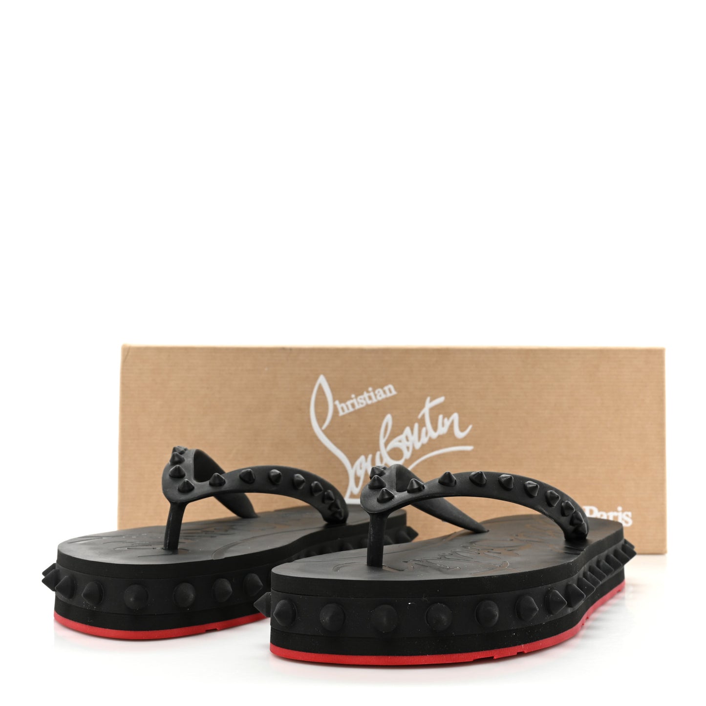 Rubber Spike Loubi Flip Flip Platform Sandals 38 Black