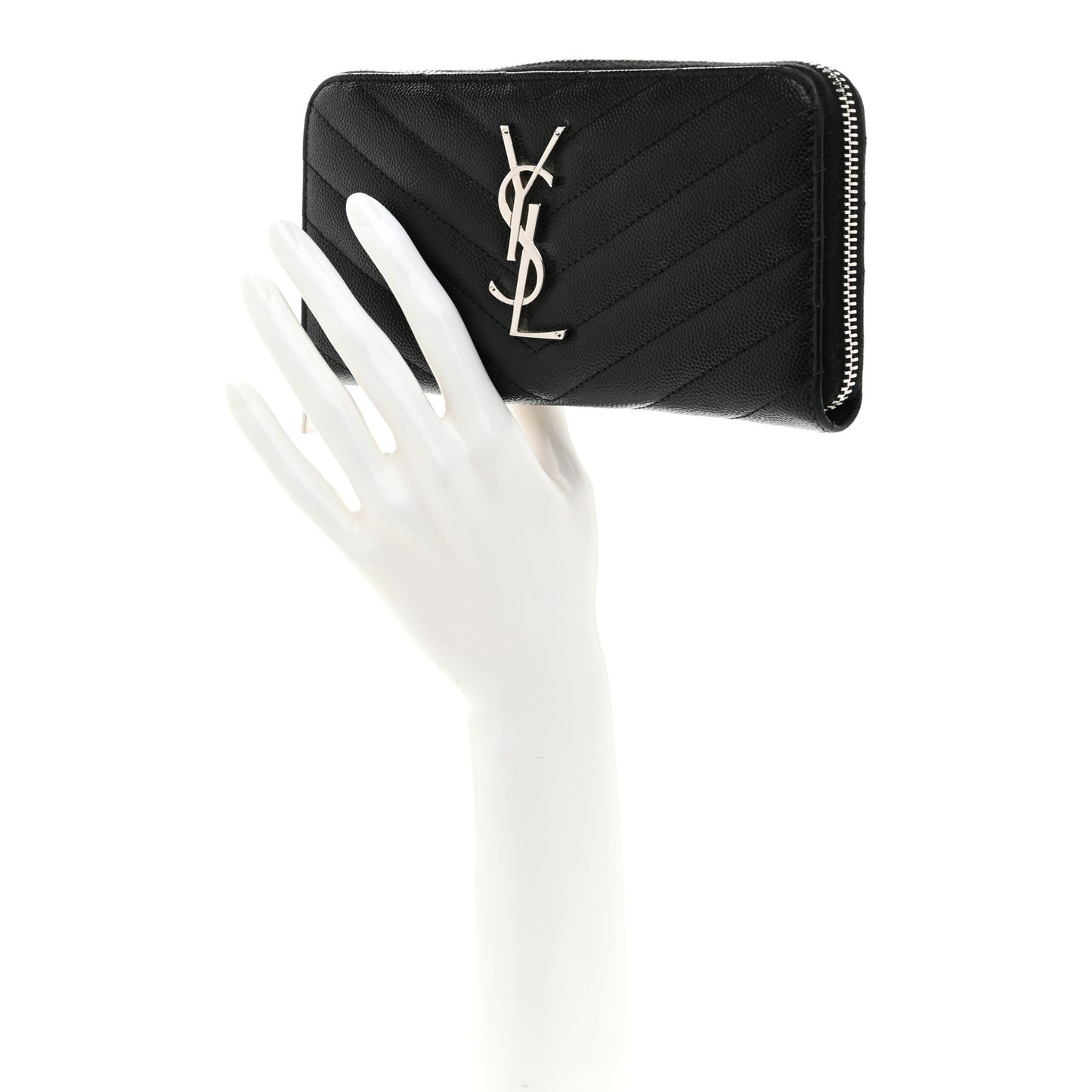 Grain De Poudre Matelasse Chevron Monogram Zip Around Wallet Black