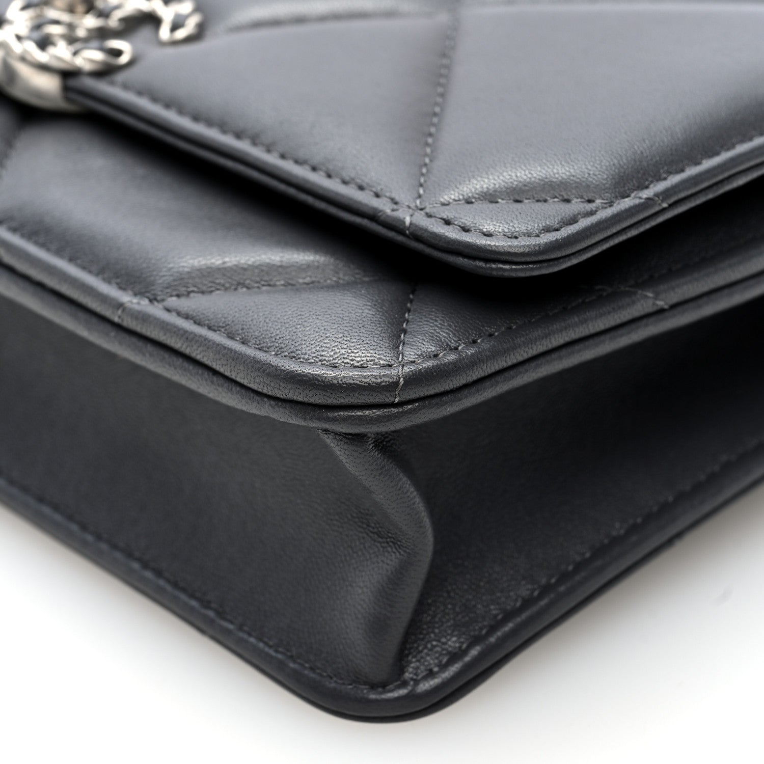 Chanel Lambskin Quilted Chanel 19 Wallet On Chain WOC Dark Grey 10 of 10