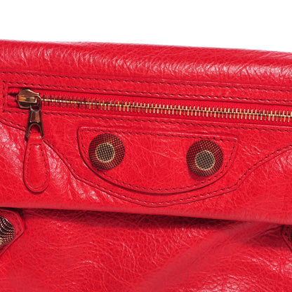 Balenciaga Agneau Giant 21 Rose Gold Hardware Envelope Clutch Rouge Coquelicot 10 of 10