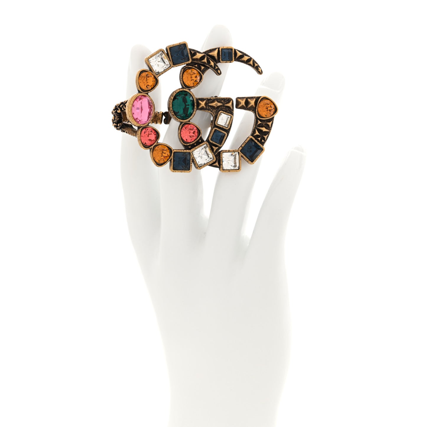 Crystal Double G Ring S Multicolor