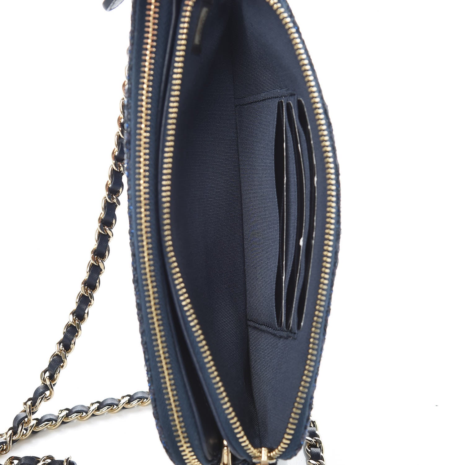 Chanel Canvas Small Deauville Clutch With Chain Blue 7 of 13