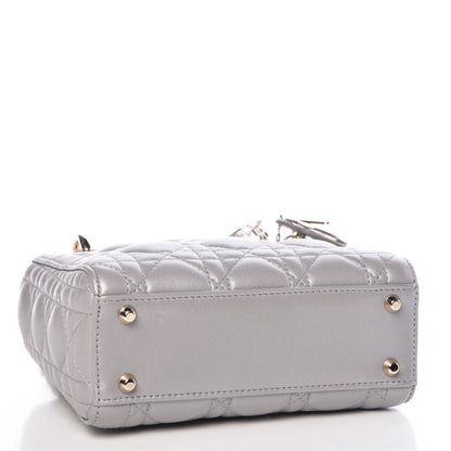Christian Dior Metallic Lambskin Cannage Mini Lady Dior Grey 4 of 9