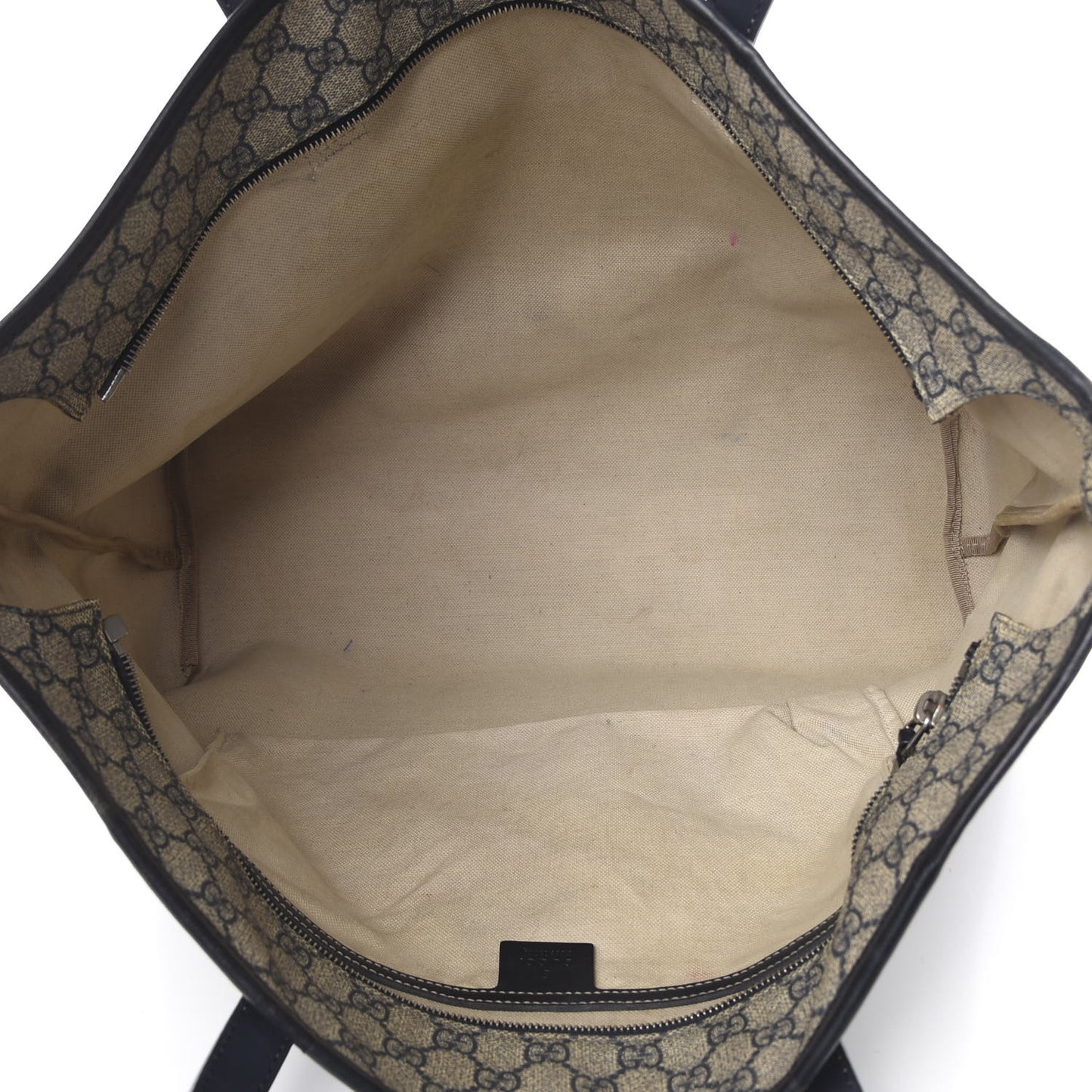 GG Supreme Monogram Large Zippered Shopping Tote Brown
