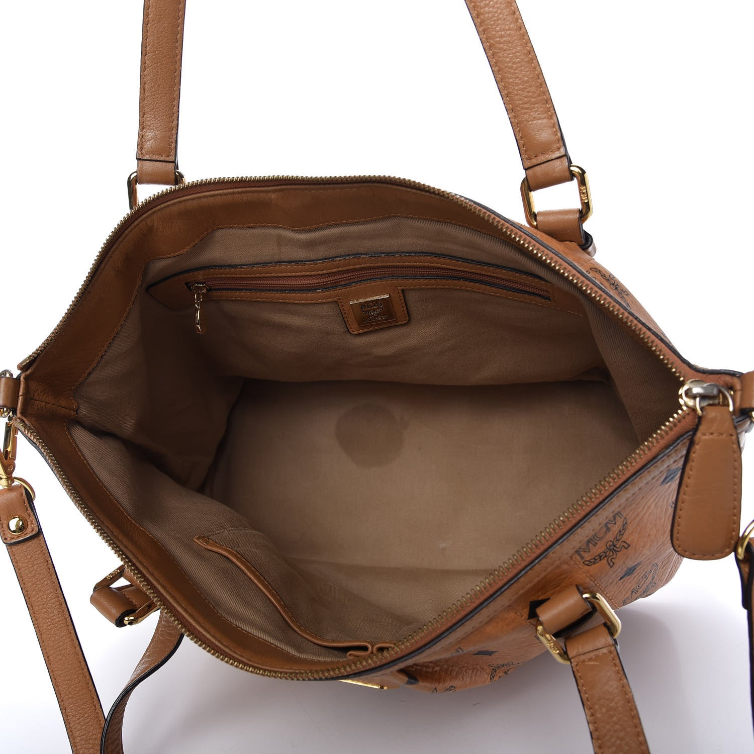 MCM Visetos Medium Essentials Shopper Tote Cognac 5 of 9