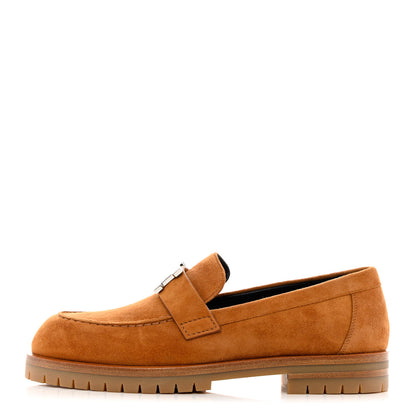 Hermes Suede Goatskin Womens Faubourg Loafers 35 Naturel 1 of 11