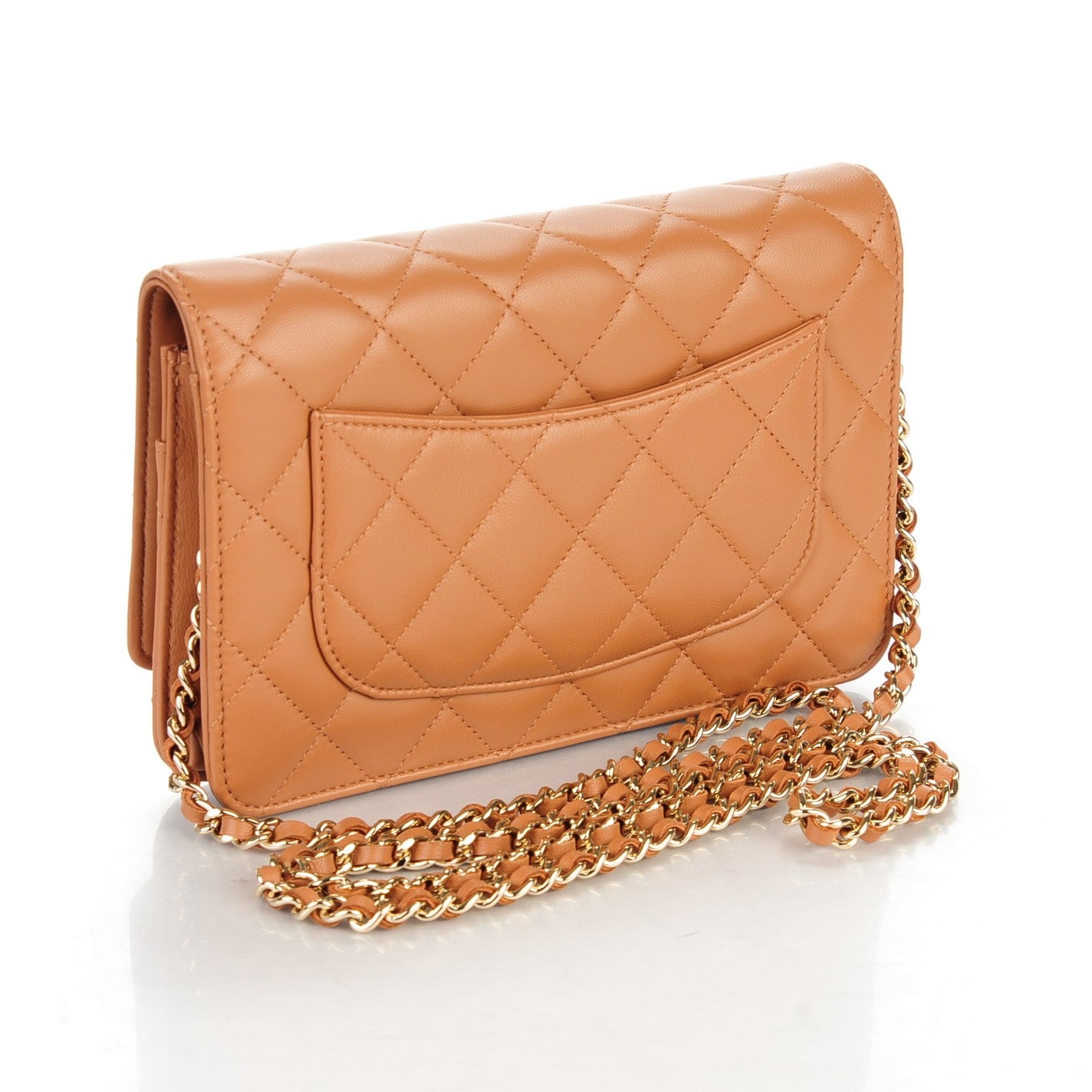 Chanel Lambskin Quilted Wallet On Chain WOC Dark Beige 3 of 8
