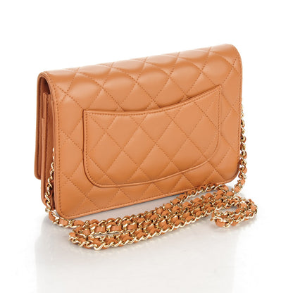 Chanel Lambskin Quilted Wallet On Chain WOC Dark Beige 3 of 8