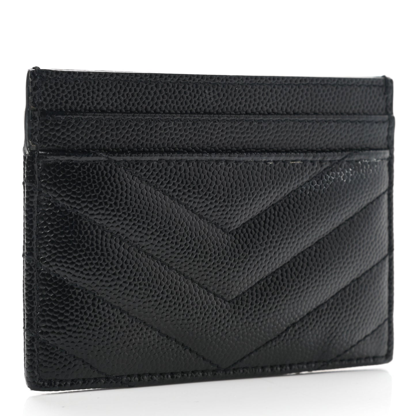 Grain De Poudre Matelasse Chevron Monogram Credit Card Case Black