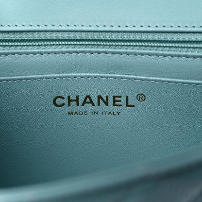 Chanel Patent Calfskin Quilted Mini Rectangular Flap Light Blue 6 of 9