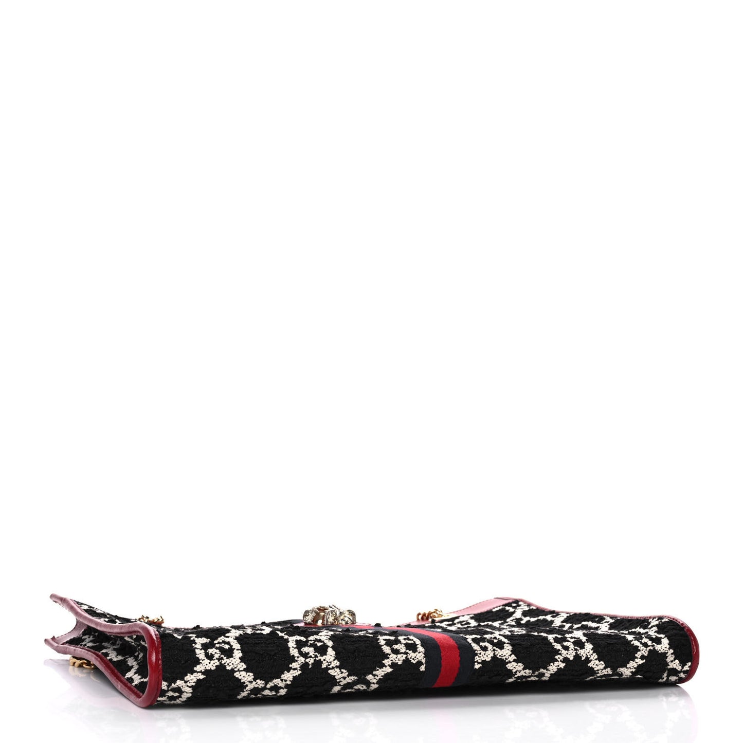 Tweed GG Monogram Large Rajah Chain Tote Romantic Cherry Black White