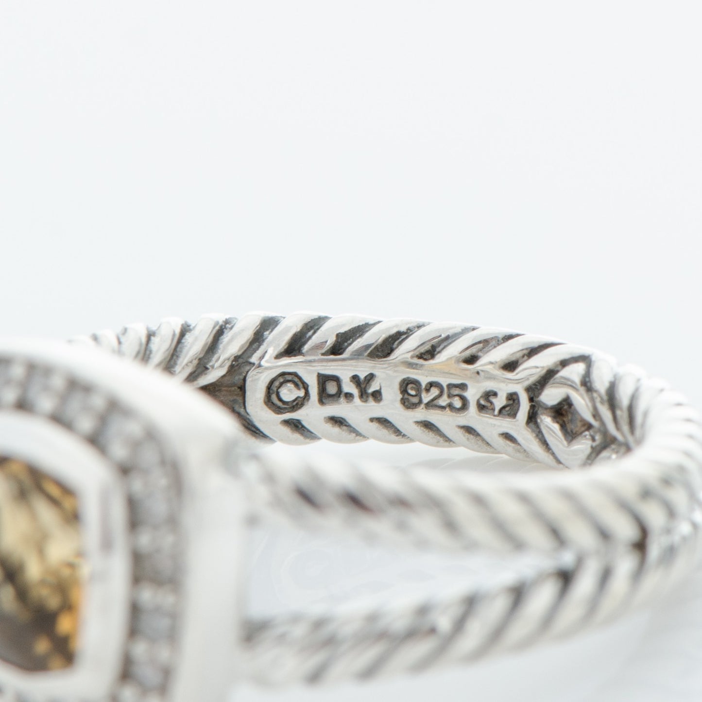 Sterling Silver Diamond Citrine 7mm Petite Albion Ring 52 6