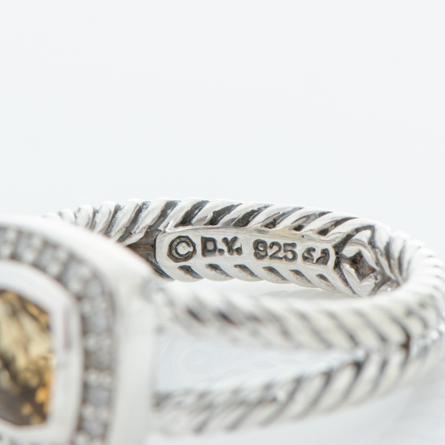 David Yurman Sterling Silver Diamond Citrine 7mm Petite Albion Ring 52 6 5 of 5