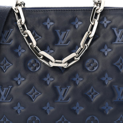 Louis Vuitton Lambskin Embossed Monogram Coussin PM Navy 7 of 9
