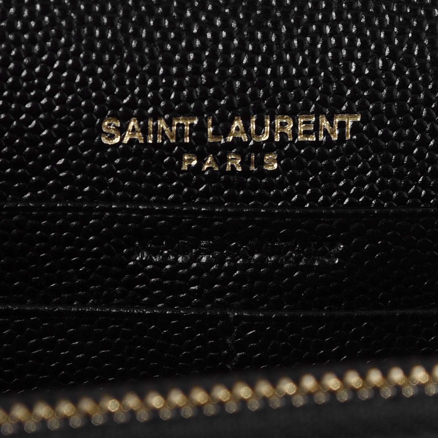 Saint Laurent Grain De Poudre Matelasse Chevron Monogram Chain Wallet Black 6 of 7
