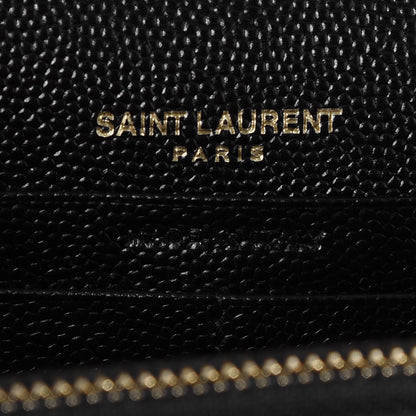 Saint Laurent Grain De Poudre Matelasse Chevron Monogram Chain Wallet Black 6 of 7