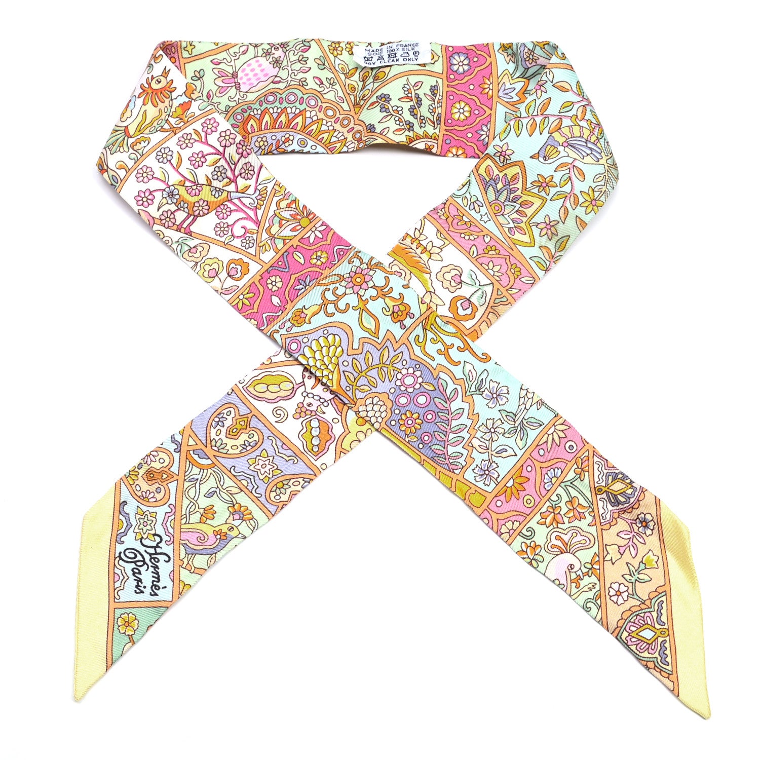 Hermes Silk Au Pays Des Oiseaux Fleurs Twilly 1 of 4