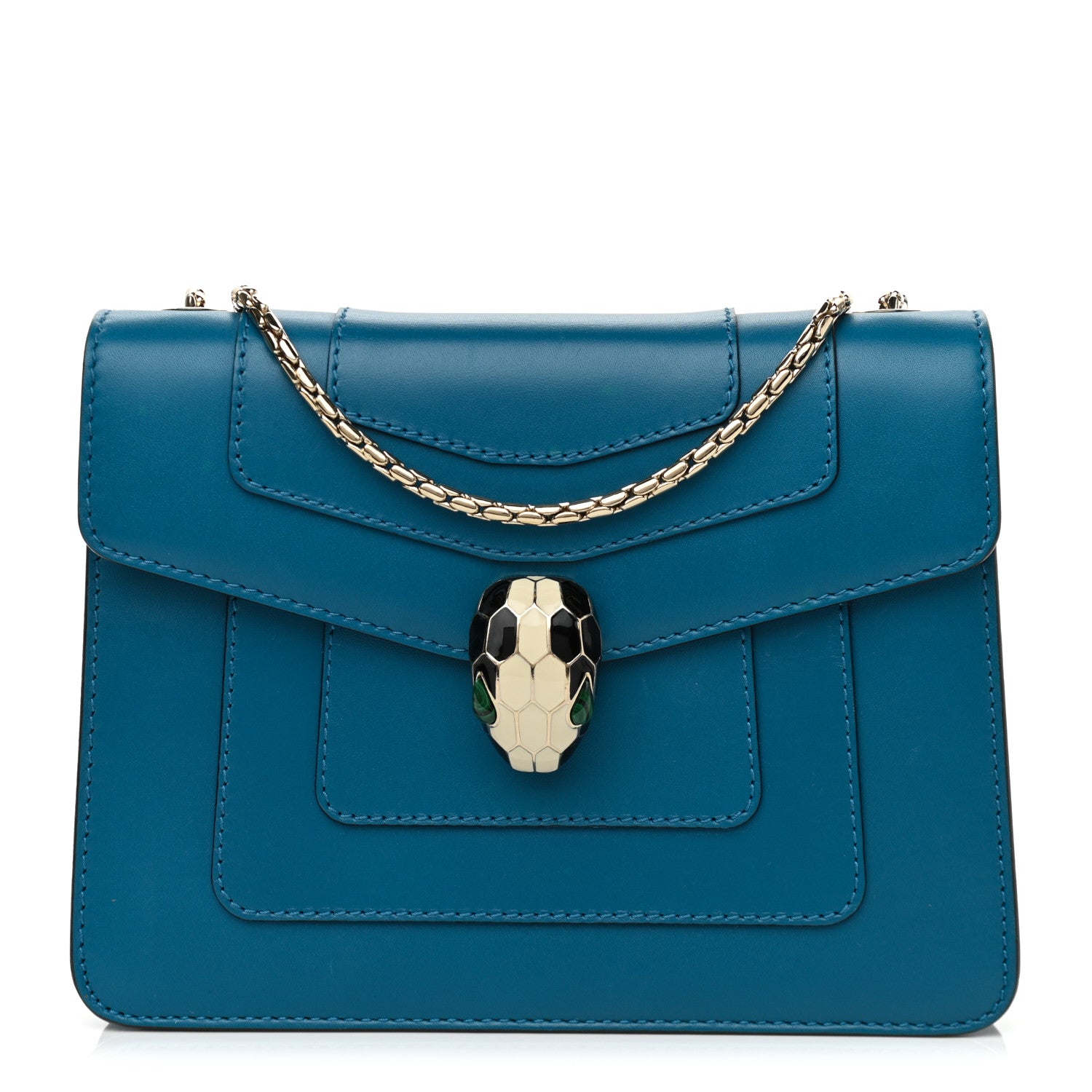 Bulgari Calfskin Serpenti Forever Crossbody Blue 1 of 9