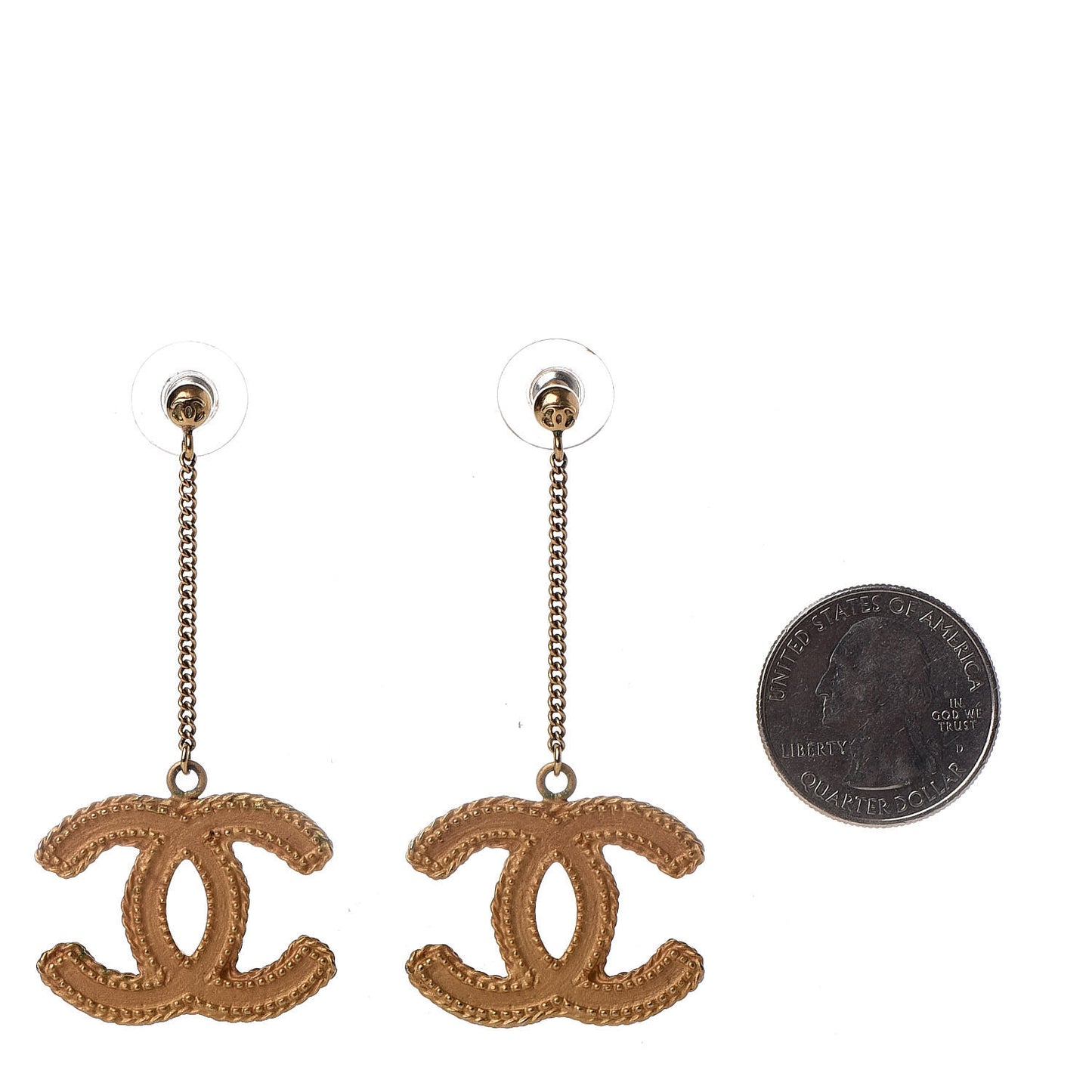 CC Drop Earrings Matte Gold