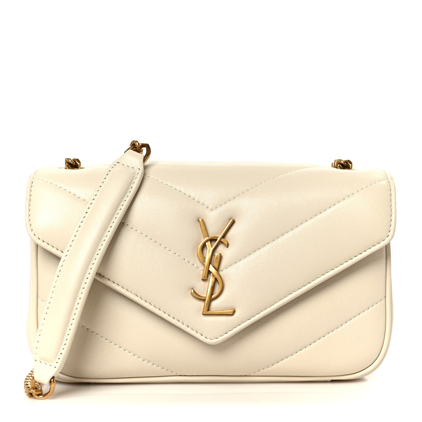 Lambskin Chevron Quilted Mini LouLou Crema Soft
