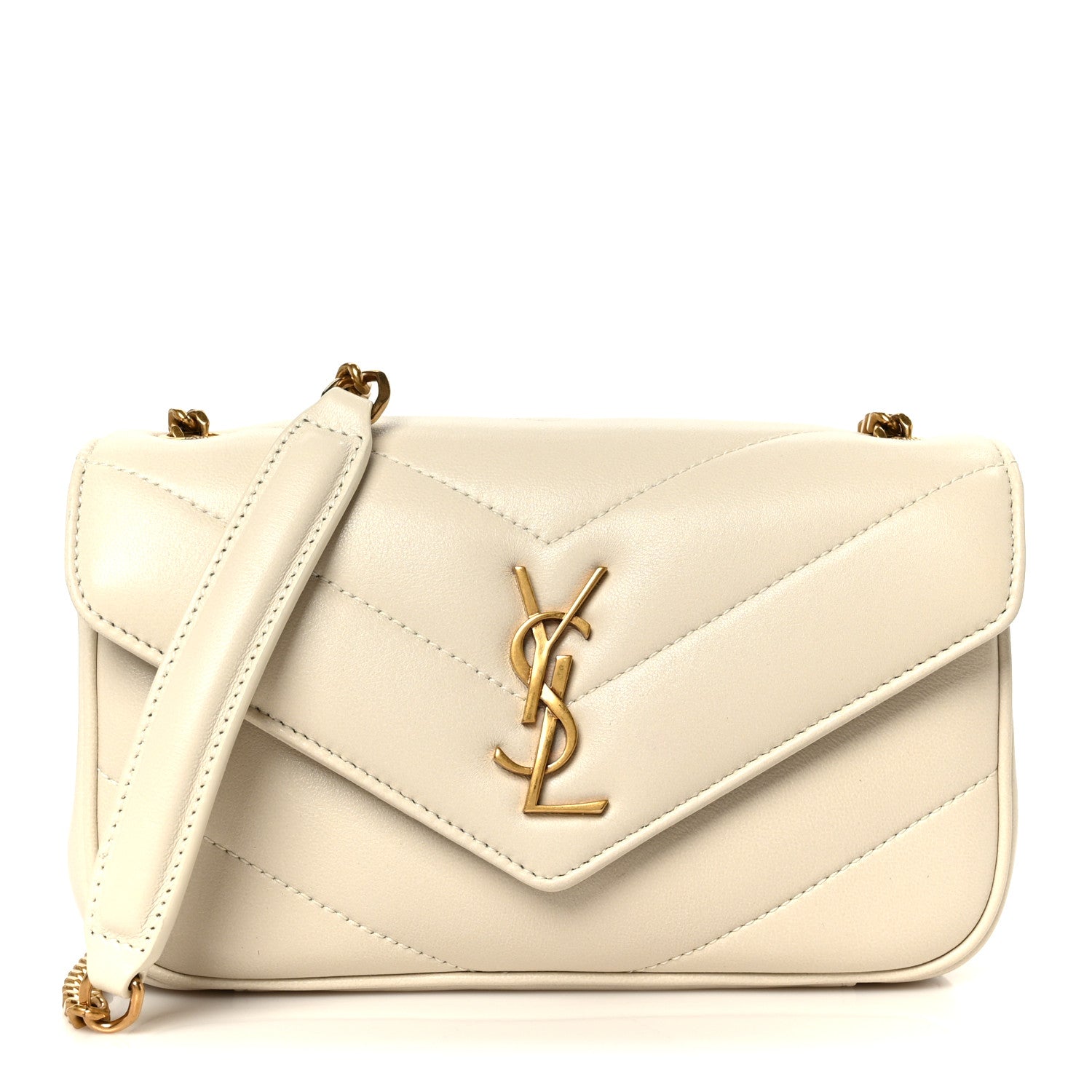 Saint Laurent Lambskin Chevron Quilted Mini LouLou Crema Soft 1 of 14