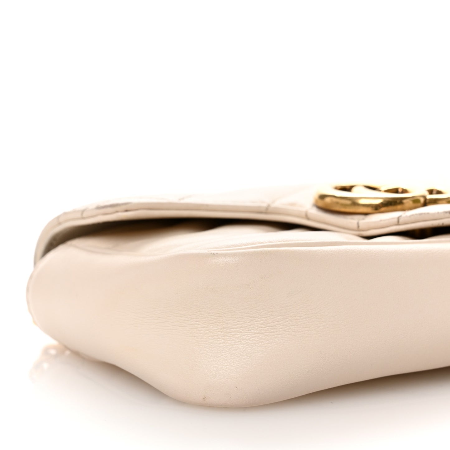 Calfskin Matelasse Super Mini GG Marmont Shoulder Bag White