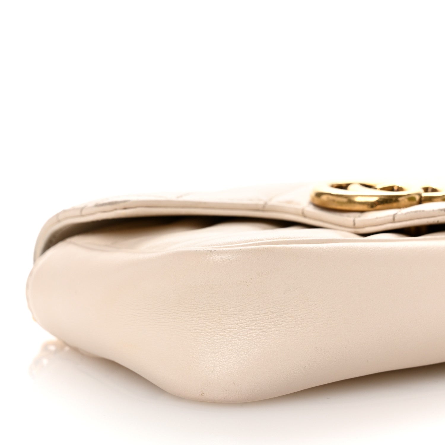 Gucci Calfskin Matelasse Super Mini GG Marmont Shoulder Bag White 9 of 14