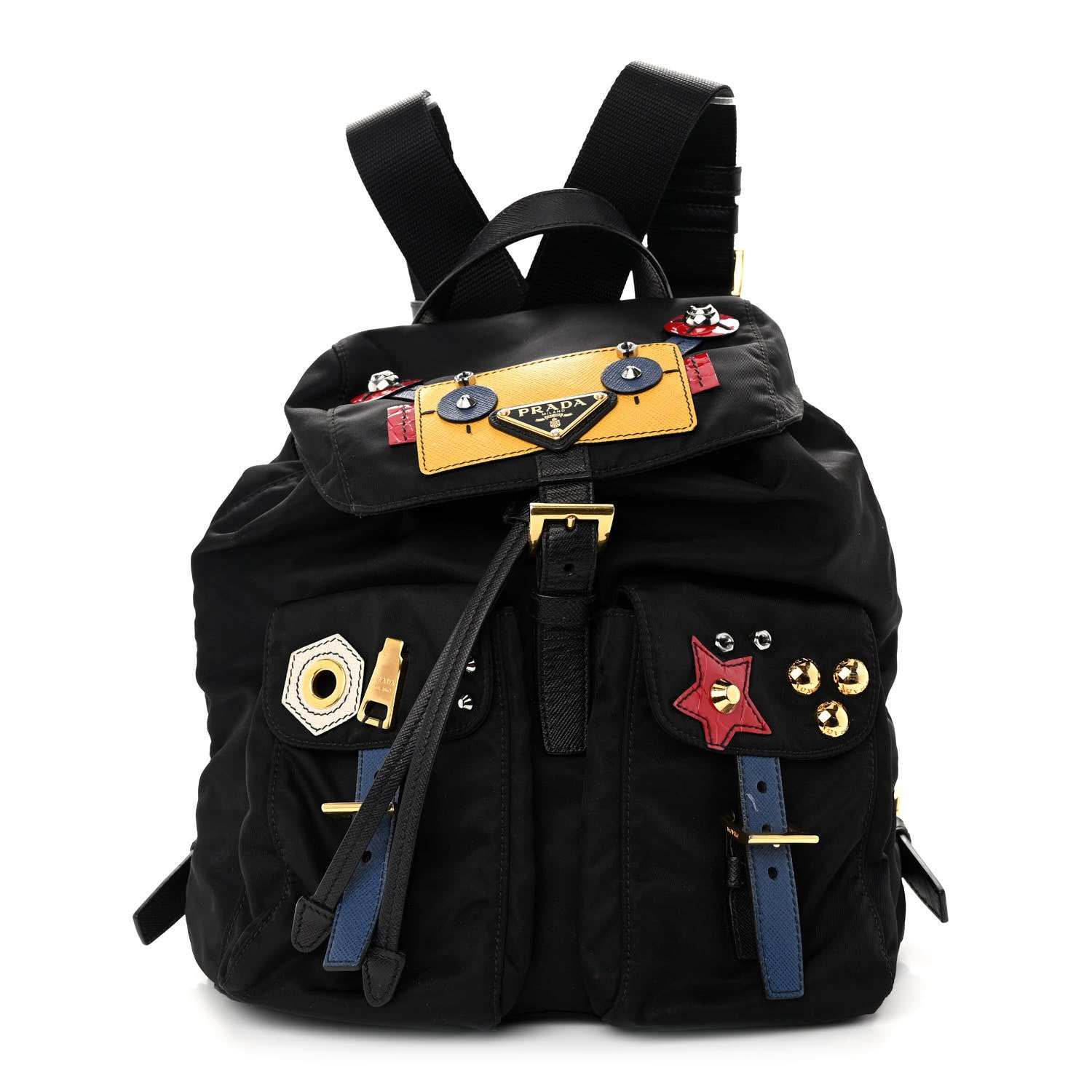Prada Tessuto Nylon Saffiano Robot Backpack Black Mimosa 1 of 9