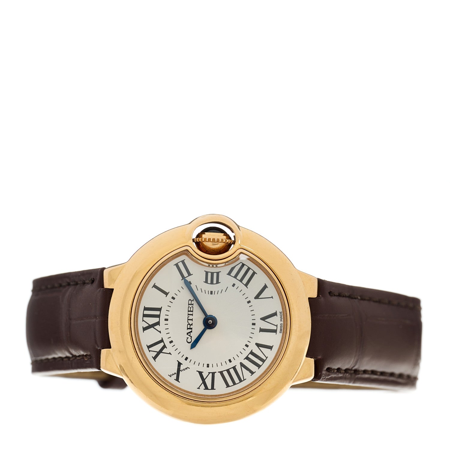 Cartier 18K Pink Gold Alligator 28mm Ballon Bleu De Cartier Quartz Watch Brown 2 of 4