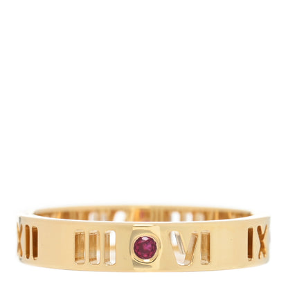 Tiffany 18K Yellow Gold Ruby Atlas Pierced Ring 51 5.75 1 of 4