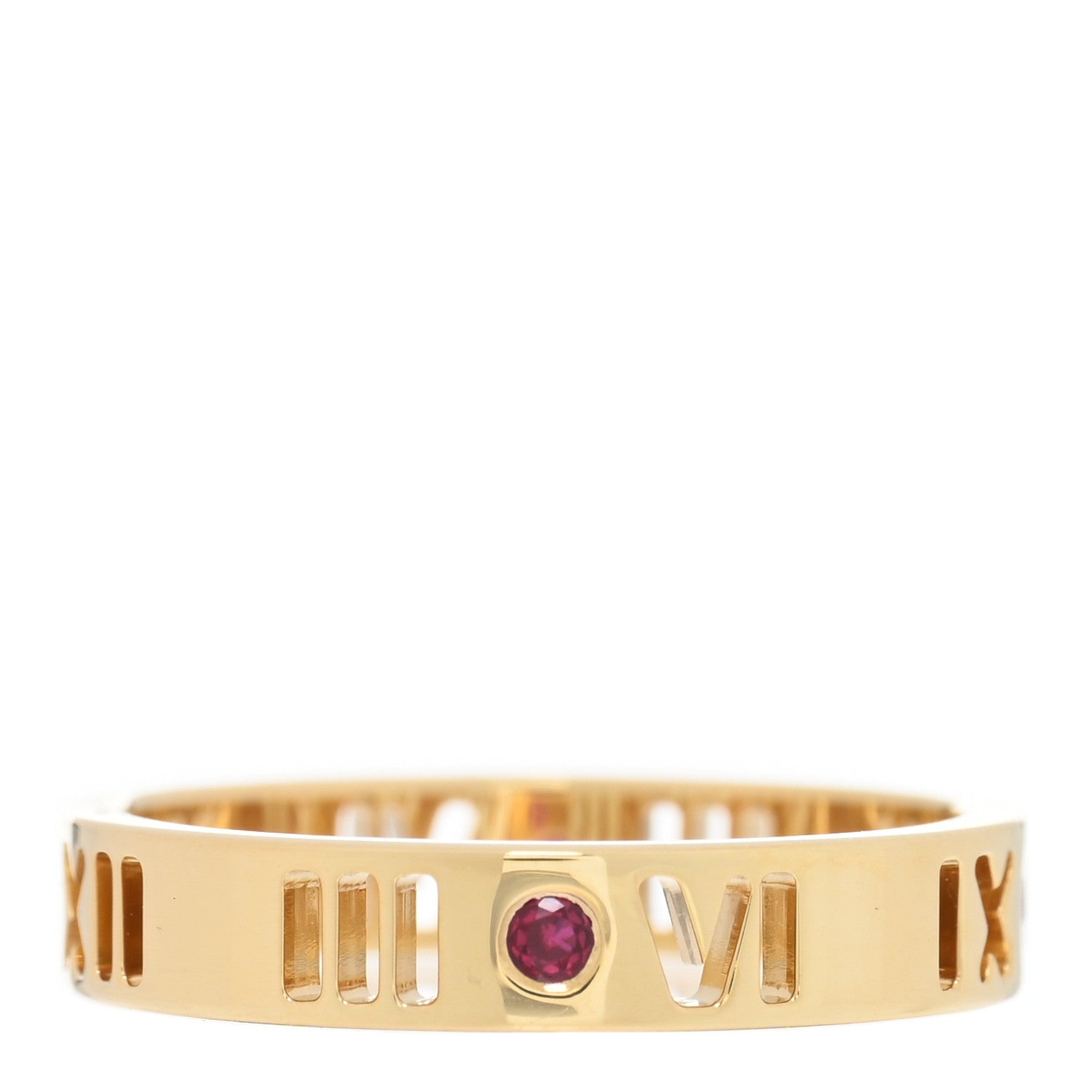 Tiffany 18K Yellow Gold Ruby Atlas Pierced Ring 51 5.75 1 of 4