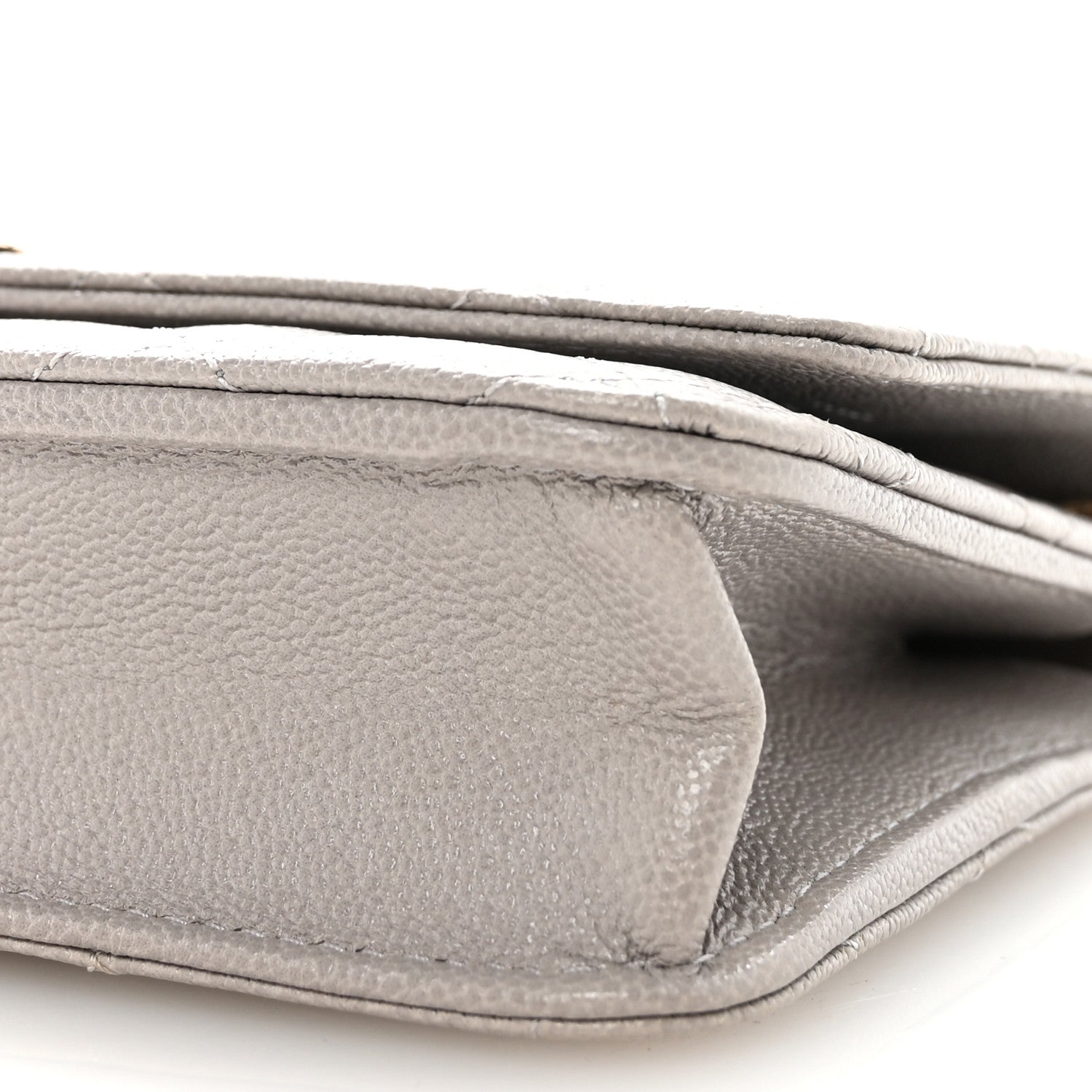 Chanel Caviar Quilted Studded CC Wallet On Chain WOC Grey 11 of 12