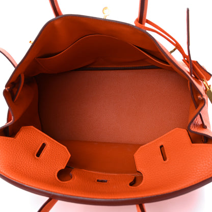Hermes Taurillon Clemence Birkin 35 Orange 5 of 13