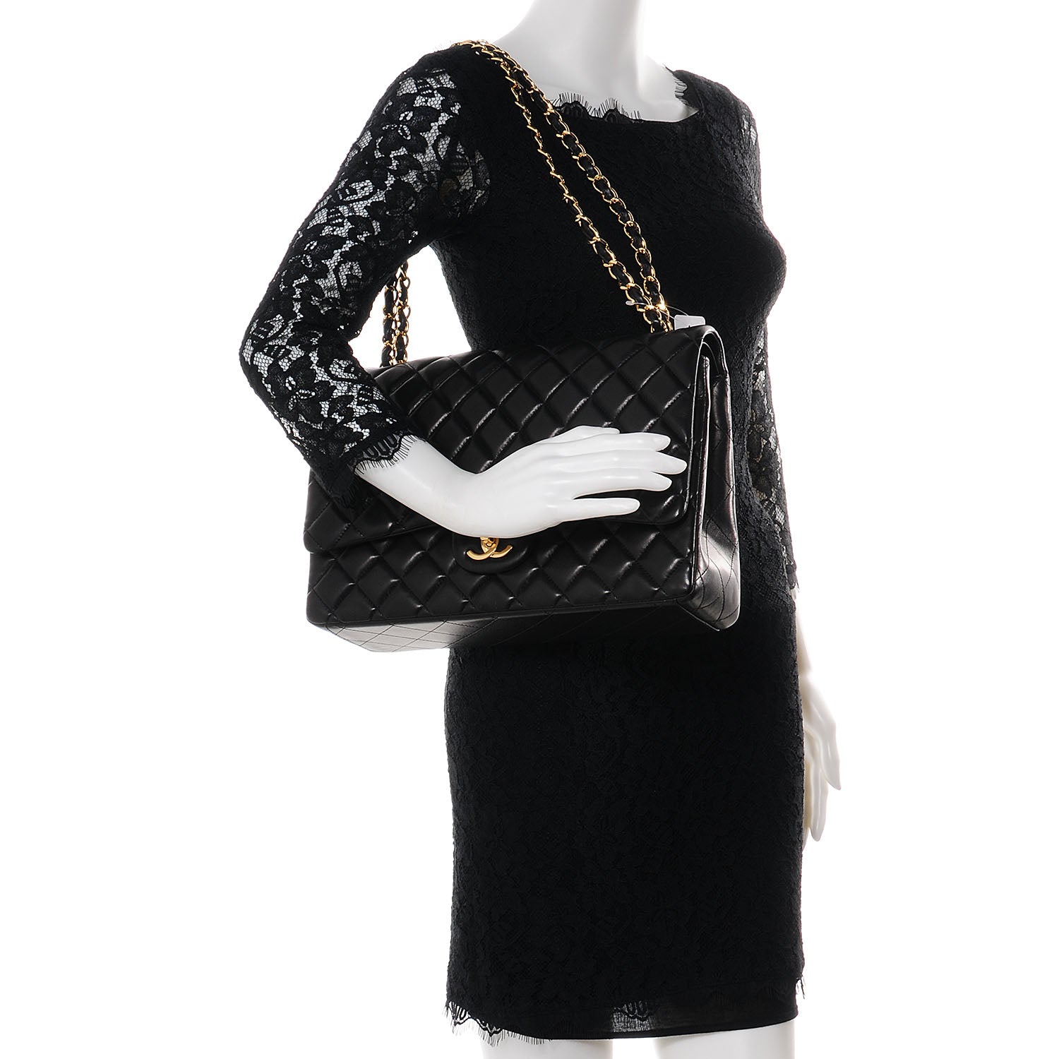Chanel Lambskin Quilted Maxi Double Flap Black 2 of 9