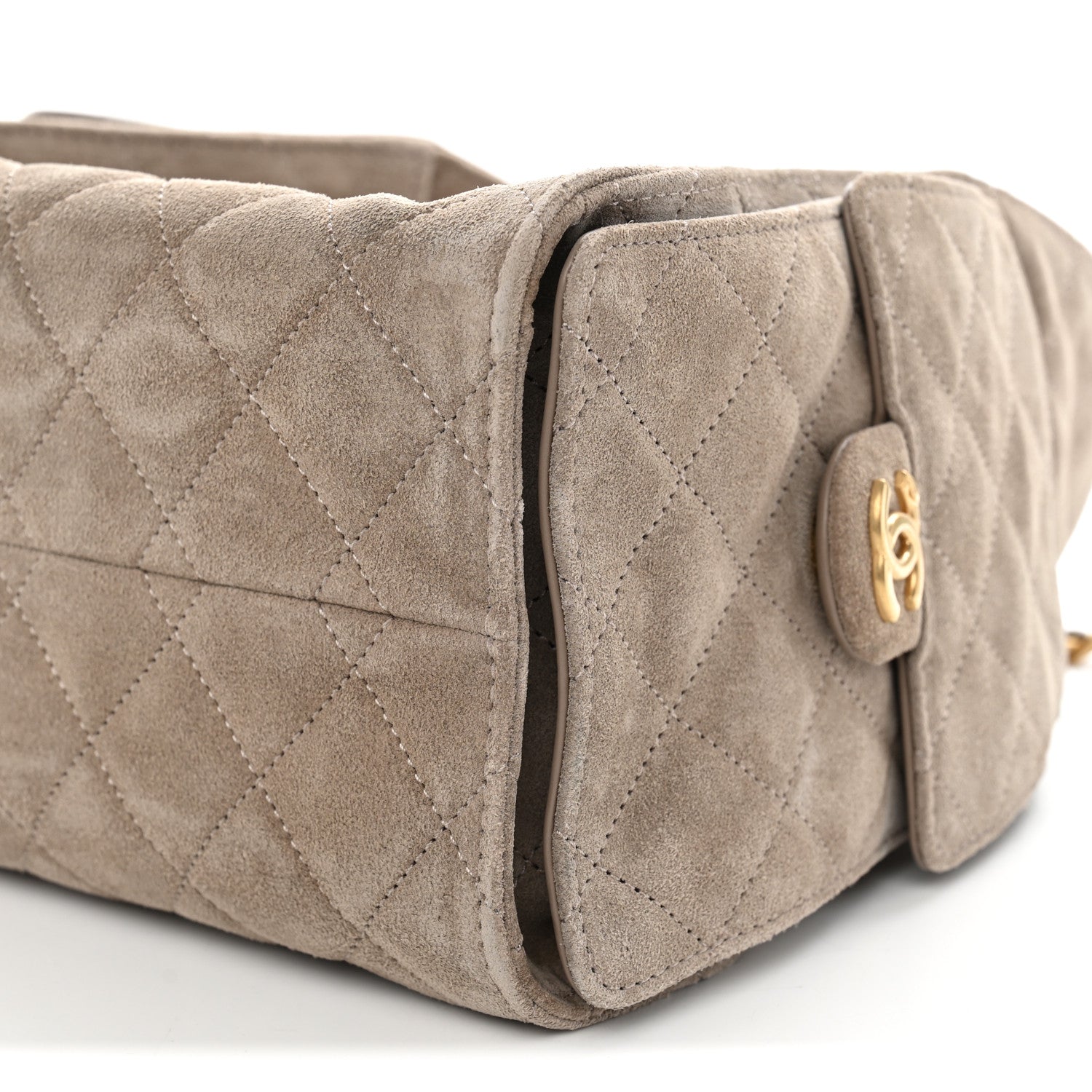 Chanel Suede Quilted Small Chanel 25 Handbag Dark Grey 10 of 11