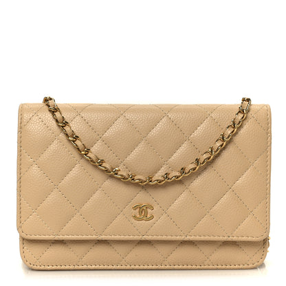 Chanel Caviar Quilted Wallet on Chain WOC Beige 1 of 11
