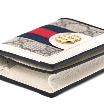 Gucci GG Supreme Monogram Textured Dollar Calfskin Web Ophidia Card Case Beige Ebony Mystic White 11 of 14