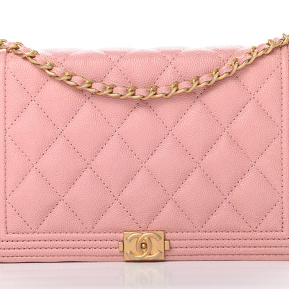 Chanel Caviar Quilted Boy Wallet On Chain WOC Light Pink 9 of 11