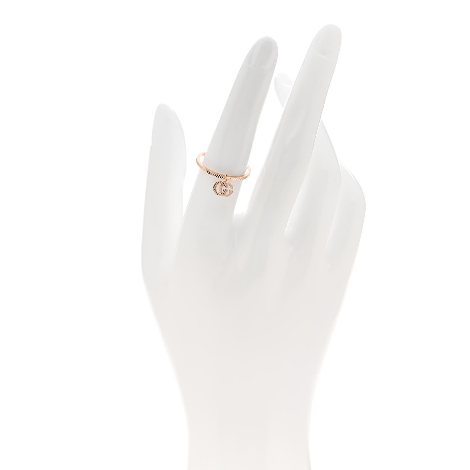 Gucci 18K Rose Gold GG Running Charm Ring 53 6.5 2 of 6