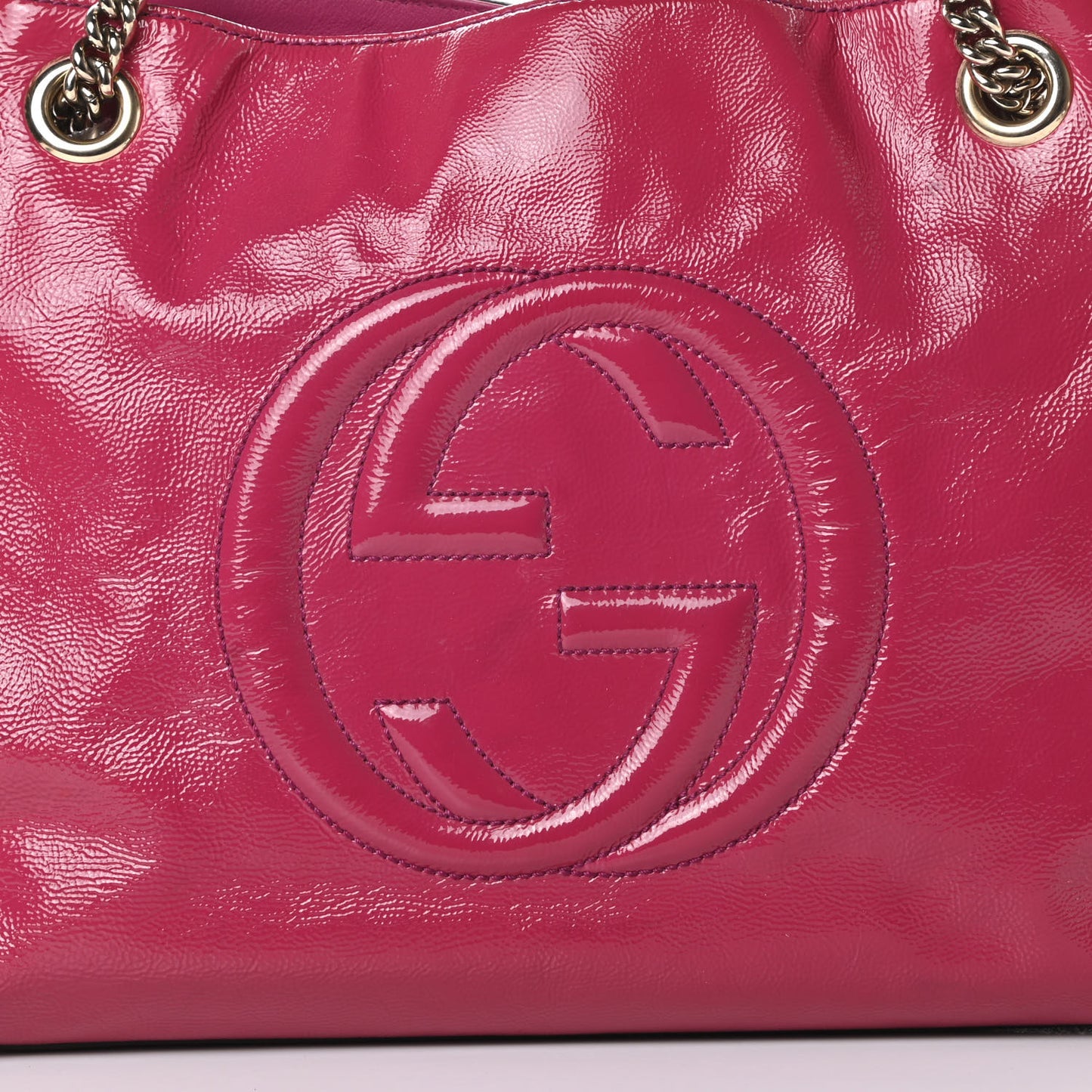 Vernice Naplack Medium Soho Chain Shoulder Bag Bright Bouganville