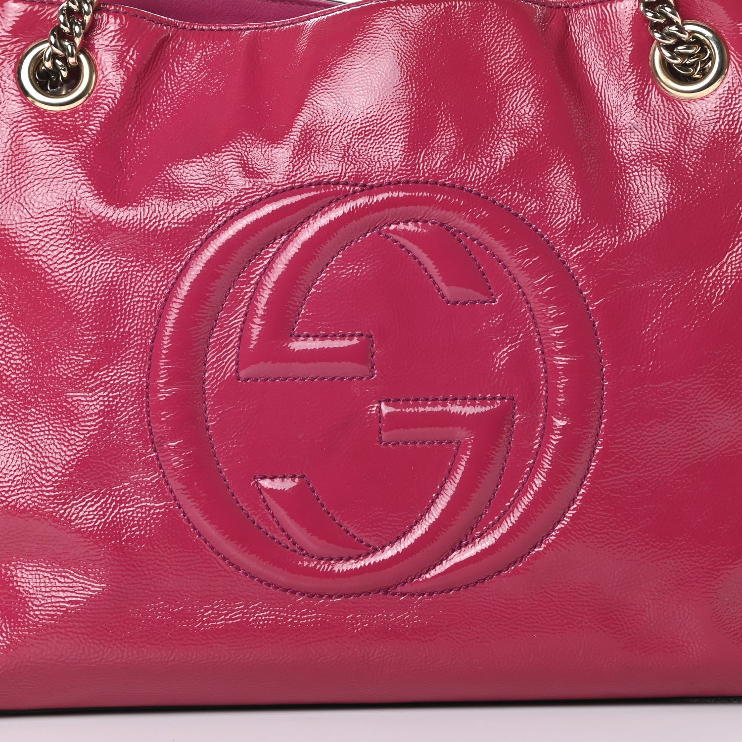 Gucci Vernice Naplack Medium Soho Chain Shoulder Bag Bright Bouganville 8 of 13