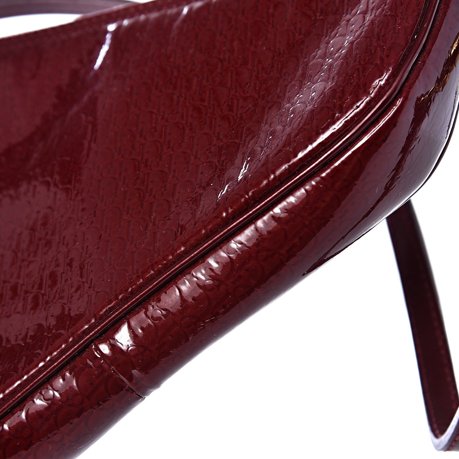 Christian Dior Patent Monogram Mini Saddle Pochette Red 8 of 8